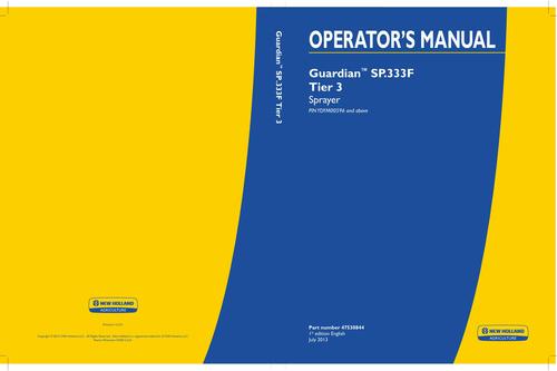 Product picture NEW HOLLAND Guardian SP.333F Tier 3 OPERATORS OWNER INSTRUCT