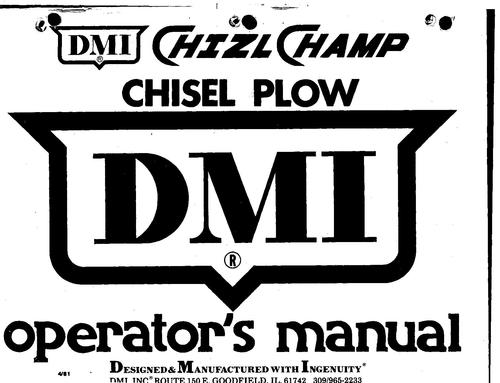 Product picture NEW HOLLAND CHISEL PLOW DMI SOIL OPERATORS MANUAL