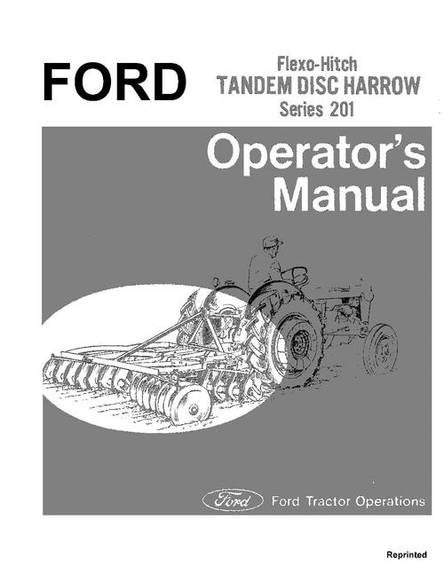 Product picture NEW HOLLAND FLEXO-HITCH TANDEM DISC HARROW SERIES 201 OPERATORS MANUAL