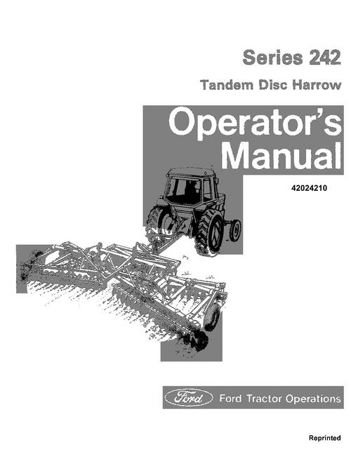 Product picture NEW HOLLAND 242 TANDEM DISC HARROW OPERATORS MANUAL
