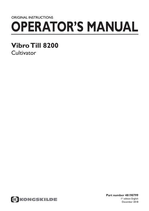 Product picture NEW HOLLAND VIBRO TILL 8200 CULTIVATOR OPERATORS MANUAL