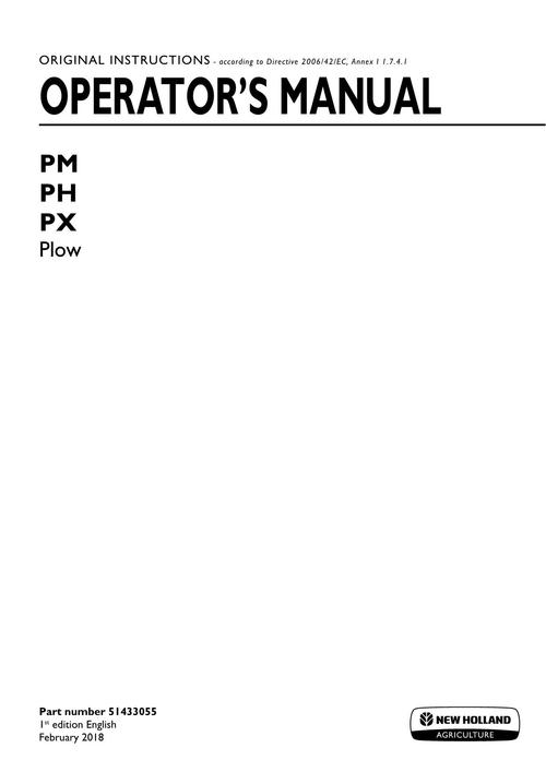 Product picture NEW HOLLAND PM PH PX PLOW TILLAGE OPERATORS MANUAL #1