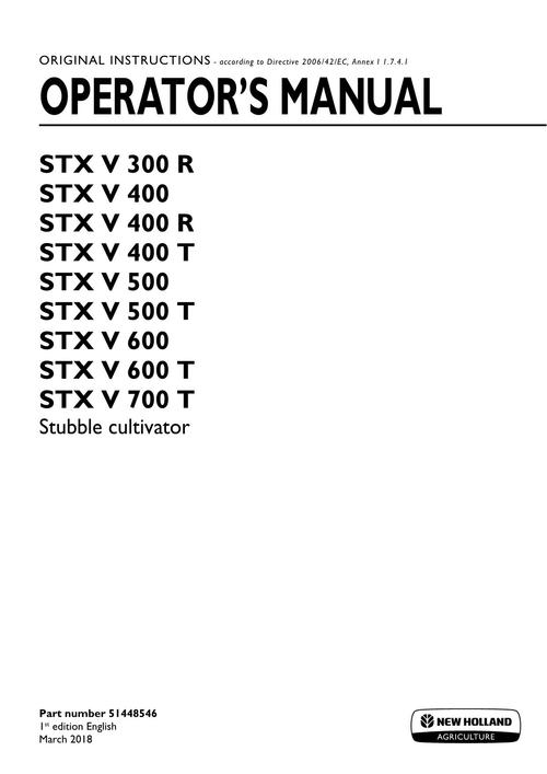 Product picture NEW HOLLAND STX 300 STUBBLE CULTIVATOR OPERATORS MANUAL #1