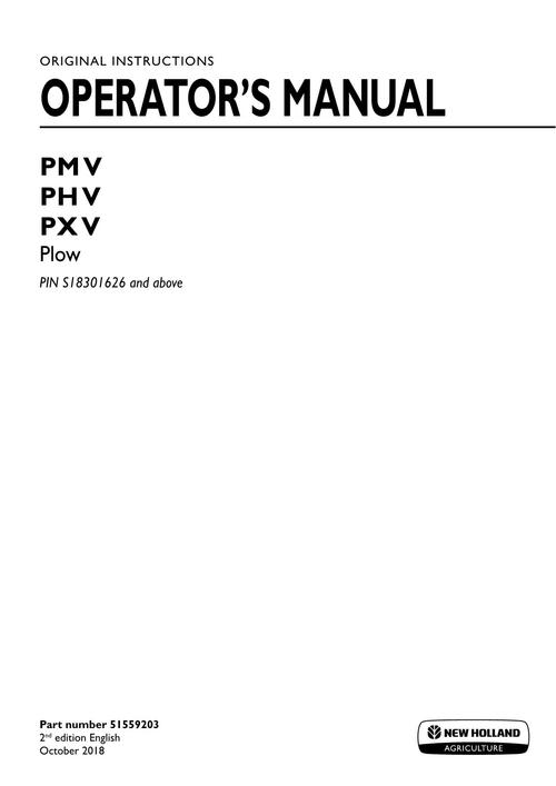 Product picture NEW HOLLAND PM V PH V PX V PLOW TILLAGE OPERATORS MANUAL #4