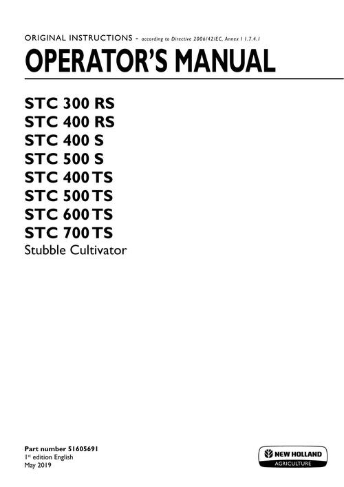 Product picture NEW HOLLAND STC 300 400 TUBBLE CULTIVATOR OPERATORS MANUAL