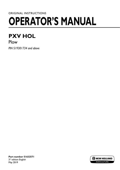 Product picture NEW HOLLAND PXV HOL PLOW SOIL TILLAGE OPERATORS MANUAL #1