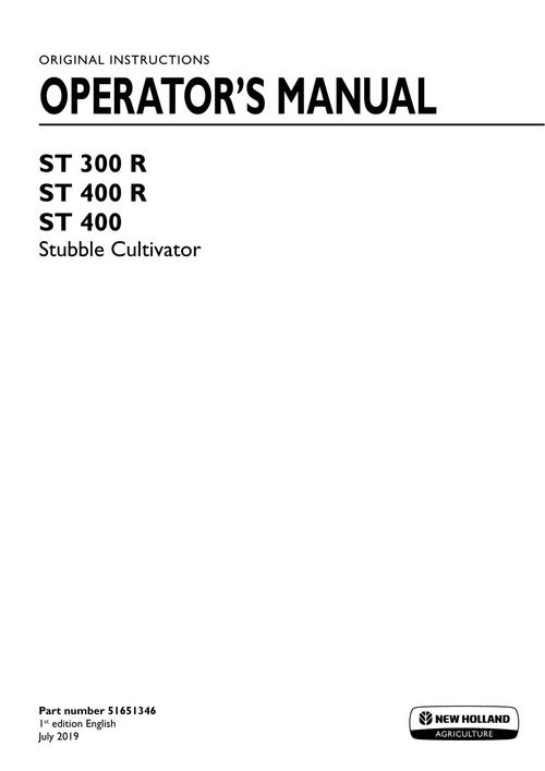 Product picture NEW HOLLAND ST 300 STUBBLE CULTIVATOR OPERATORS MANUAL #1