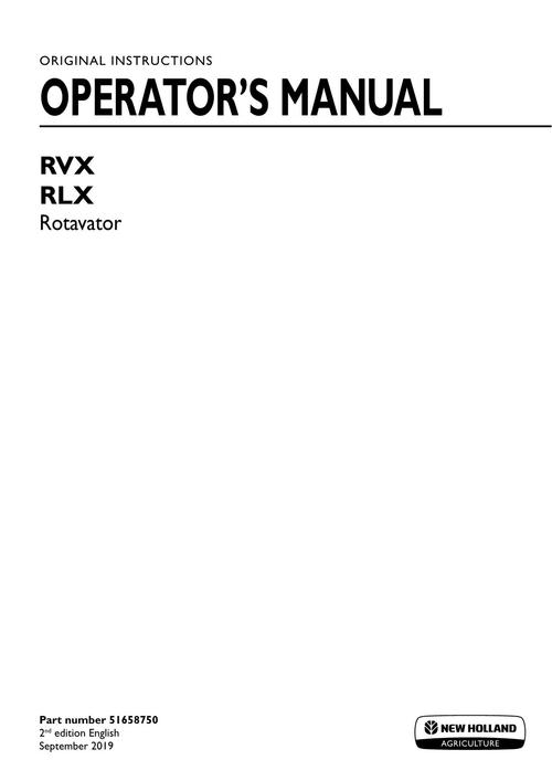 Product picture NEW HOLLAND RVX RLX ROTAVATOR OPERATORS MANUAL #2