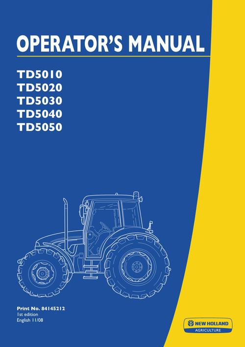 Product picture NEW HOLLAND TD5010 SOIL PREPARATION TILLAGE OPERATORS MANUAL