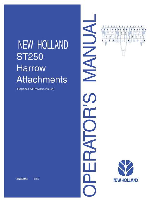 Product picture NEW HOLLAND ST250 HARROW ATTACHMENT OPERATORS MANUAL