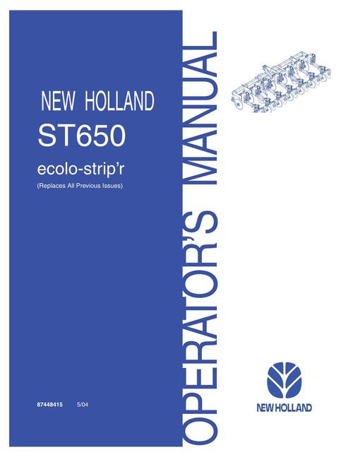 Product picture NEW HOLLAND ST650 ECOLO-STRIP OPERATORS MANUAL