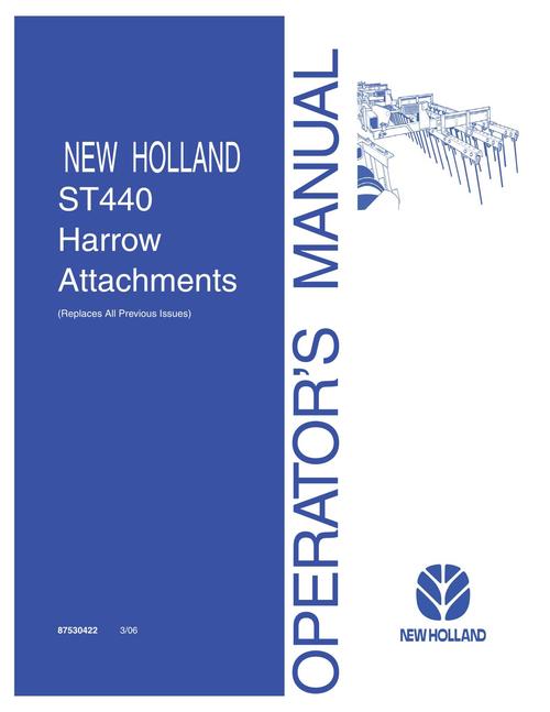 Product picture NEW HOLLAND ST440 HARROW ATTACHMENT OPERATORS MANUAL