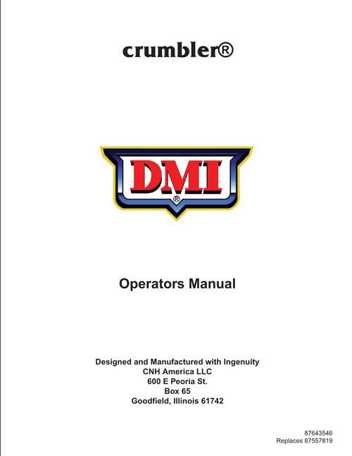 Product picture NEW HOLLAND CRUMBLER SOIL PREPARATION TILLAGE OPERATORS MANUAL