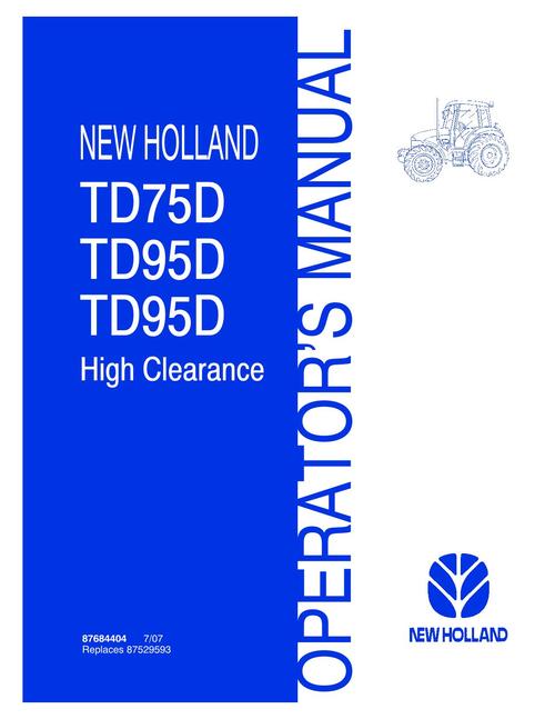 Product picture NEW HOLLAND TD75D TD95D TD95D CLEARANCE OPERATORS MANUAL