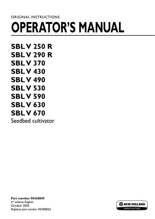 Product picture NEW HOLLAND SBL 250 SEEDBED CULTIVATOR OPERATORS MANUAL #2