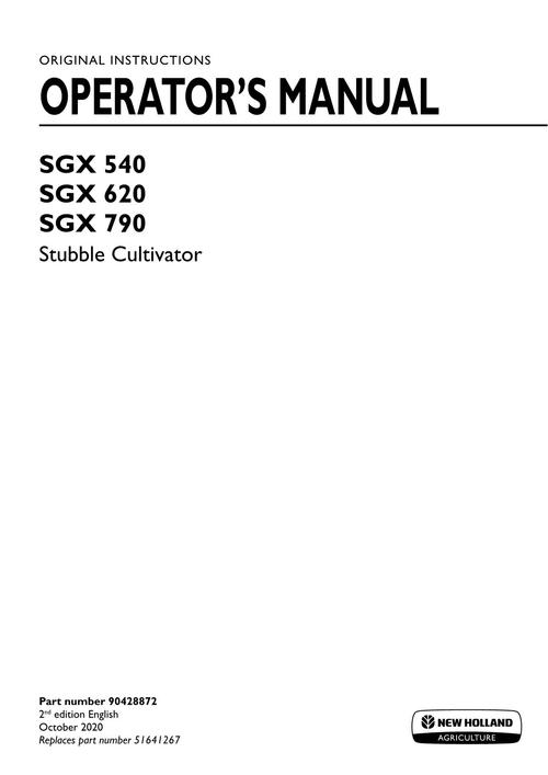 Product picture NEW HOLLAND SGX 540 620 STUBBLE CULTIVATOR OPERATORS MANUAL
