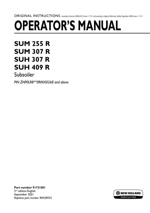 Product picture NEW HOLLAND SUM 255 307 409 R  OPERATORS MANUAL