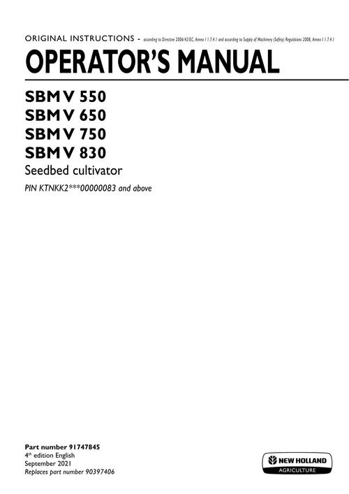 Product picture NEW HOLLAND SBM 550 SEEDBED CULTIVATOR OPERATORS MANUAL #6