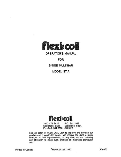 Product picture FLEXI SOIL S-TIME MULTIBAR MODEL ST.A OPERATORS MANUAL