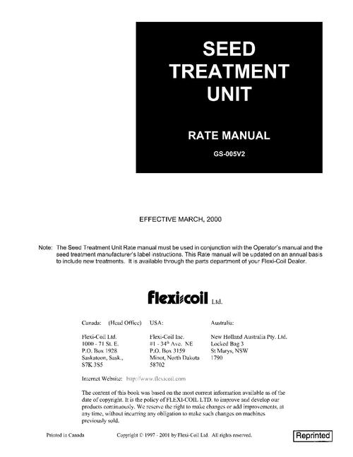 Product picture NEW HOLLAND SEED TREATMENT OPERATORS MANUAL
