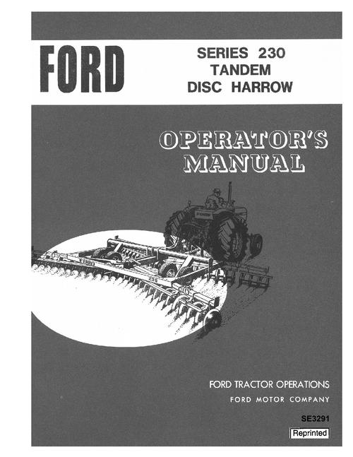 Product picture NEW HOLLAND 230 TANDEM DISC HARROW OPERATORS MANUAL
