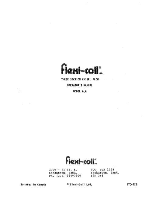 Product picture FLEXI SOIL CHISEL PLOW MODEL A.A OPERATORS MANUAL