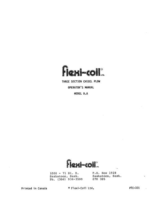 Product picture FLEXI SOIL CHISEL PLOW MODEL B.A OPERATORS MANUAL