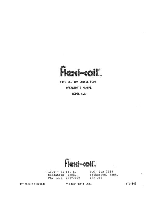 Product picture FLEXI SOIL CHISEL PLOW MODEL C.A OPERATORS MANUAL