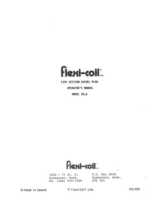 Product picture FLEXI COIL PREPARATION CHISEL PLOW CD.A OPERATORS MANUAL