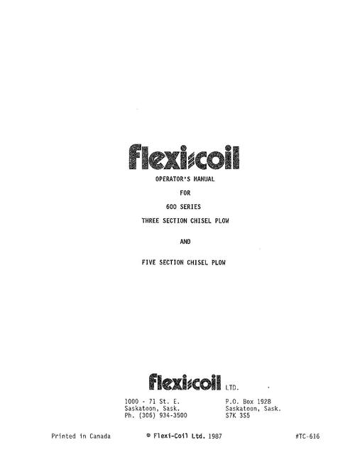 Product picture FLEXI COIL 600 SER CHISEL PLOW OPERATORS MANUAL