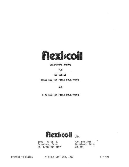 Product picture FLEXI COIL FOR 400 CULTIVATOR OPERATORS MANUAL