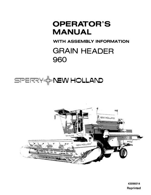 Product picture NEW HOLLAND GRAIN HEADER 960 OPERATORS MANUAL
