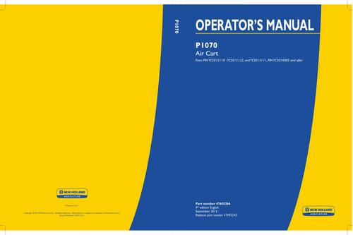 Product picture NEW HOLLAND P1070 AIR PLANTING SEEDING OPERATORS MANUAL #1
