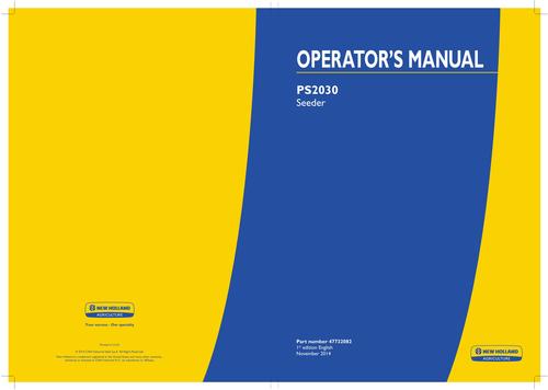 Product picture NEW HOLLAND PS2030 SEEDER PLANTING SEEDING OPERATORS MANUAL