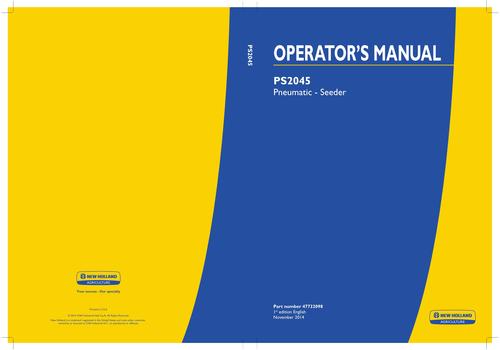 Product picture NEW HOLLAND PS2045 PLANTING SEEDING OPERATORS MANUAL