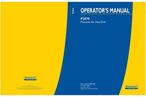 Product picture NEW HOLLAND P2070 PLANTING SEEDING OPERATORS MANUAL