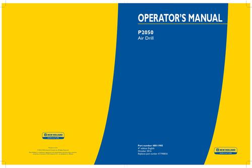 Product picture NEW HOLLAND P2050 AIR PLANTING SEEDING OPERATORS MANUAL #1