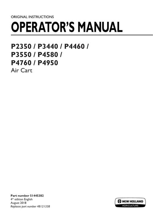 Product picture NEW HOLLAND P2350 P3440 P4460 P3550 P4580 OPERATORS MANUAL