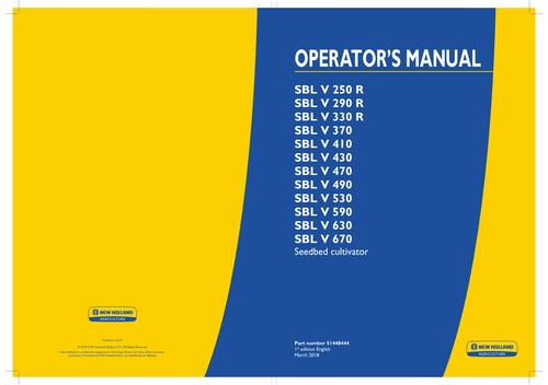Product picture NEW HOLLAND SBL V 250 SEEDBED CULTIVATOR OPERATORS MANUAL