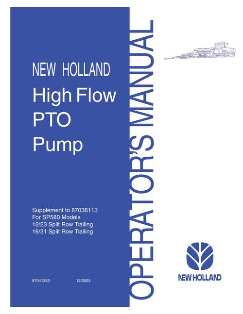 Product picture NEW HOLLAND PUMP  FOR SP580 SEEDING OPERATORS MANUAL