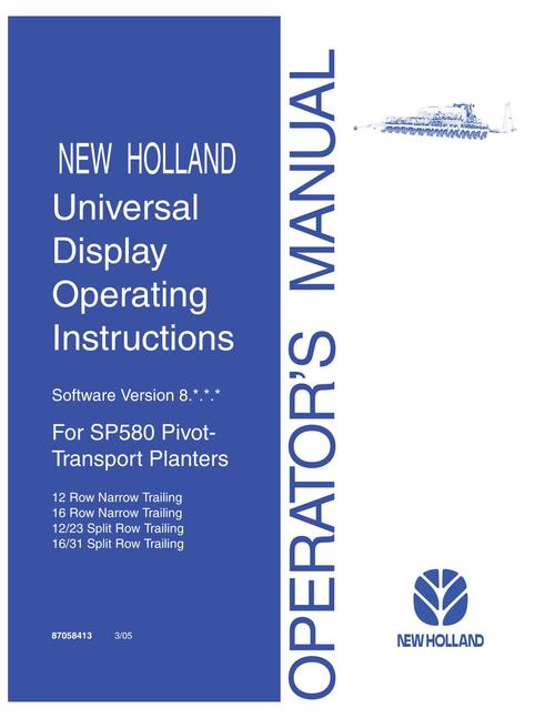 Product picture NEW HOLLAND UNIVERSAL DISPLAY FOR  SP580 OPERATORS MANUAL