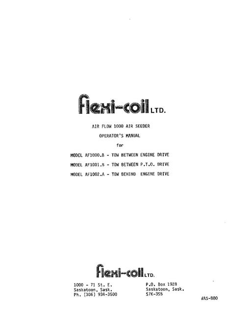 Product picture FLEXI-COIL AIR FLOW 1000 AIR SEEDER OPERATORS MANUAL