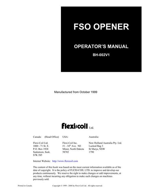 Product picture FLEXI-COIL FSO OPENER OPERATORS MANUAL #2