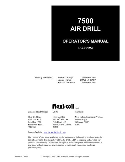 Product picture NEW HOLLAND 7500  AIR PLANTING SEEDING OPERATORS MANUAL