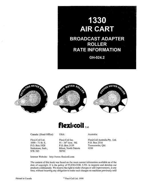 Product picture NEW HOLLAND 1330 AIR CART BROADCAST ADAPTER OPERATORS MANUAL