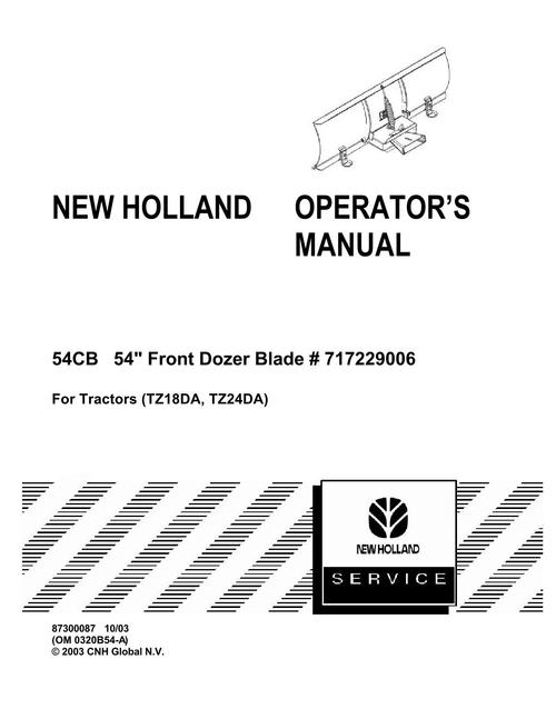 Product picture NEW HOLLAND 54CB 54 FRONT DOZER BLADE  OPERATORS MANUAL