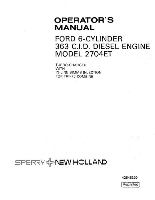 Product picture NEW HOLLAND FORD 6-CYLINDER 363  OPERATORS MANUAL