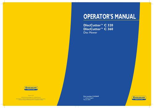 Product picture NEW HOLLAND DISCCUTTER TM 320 TM DISC MOWER OPERATORS MANUAL