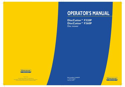 Product picture NEW HOLLAND DISCCUTTER F320P DISC MOWER OPERATORS MANUAL