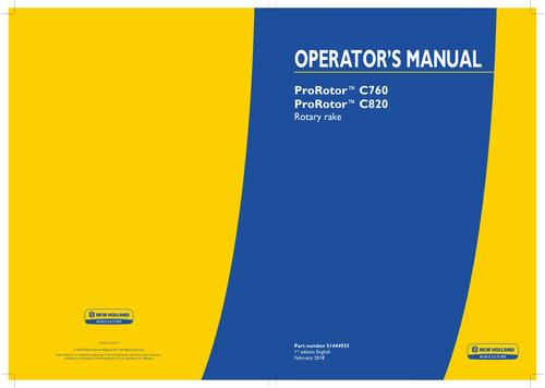 Product picture NEW HOLLAND PROROTOR C760 ROTARY RAKE OPERATORS MANUAL #1